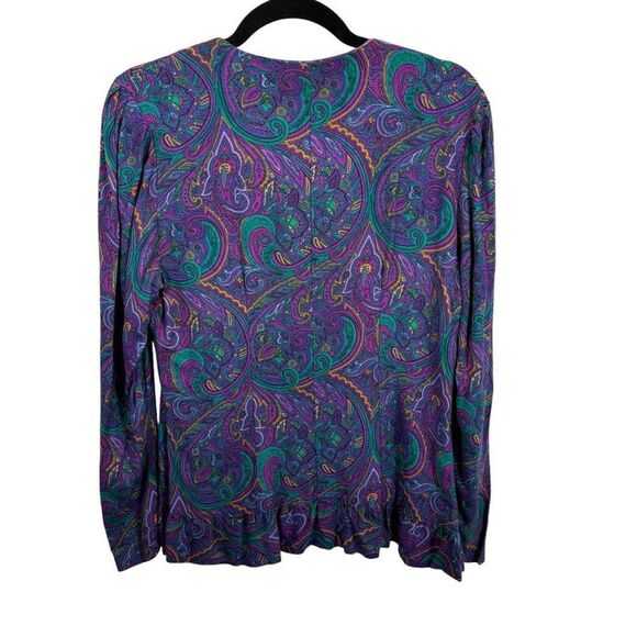 Ladies Vintage Jeffery & Dara by Linda Hutley Purple and Green Blouse Size 5/6 - Picture 4 of 14